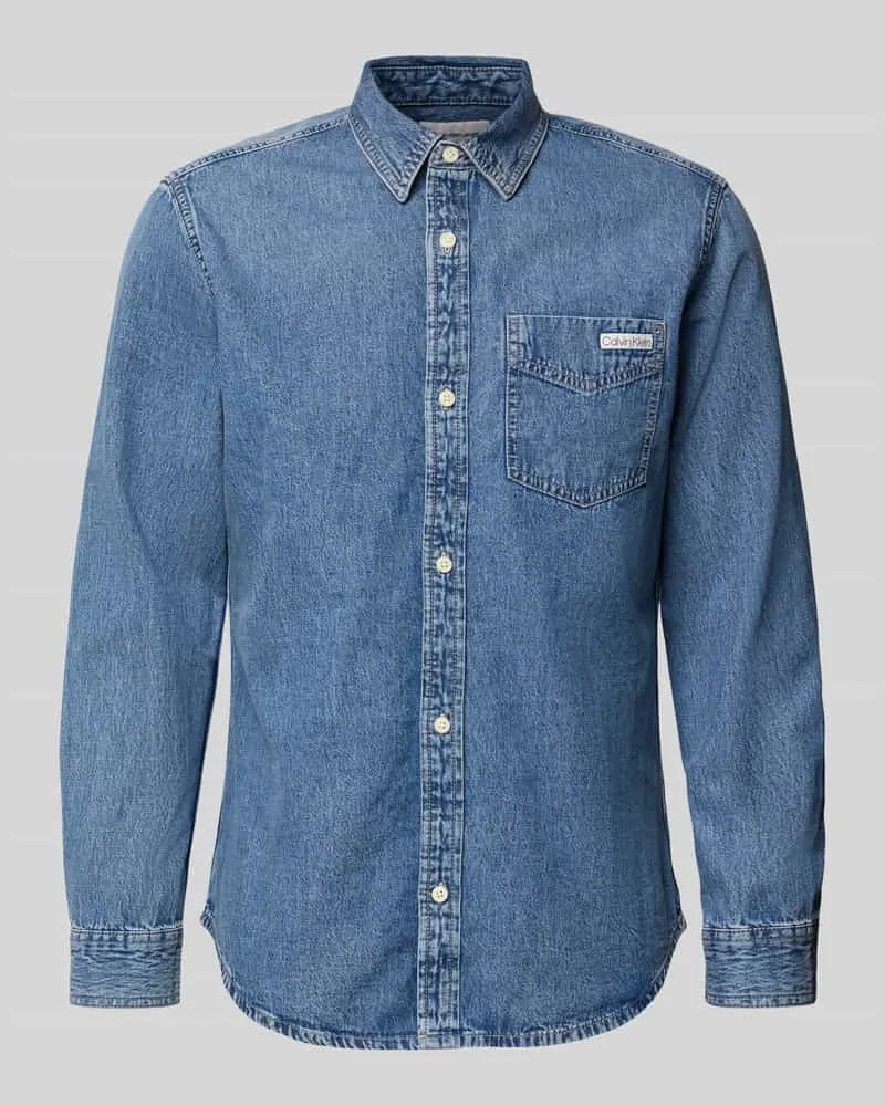 Calvin Klein Regular Fit Jeanshemd aus reine Baumwolle Dunkelblau