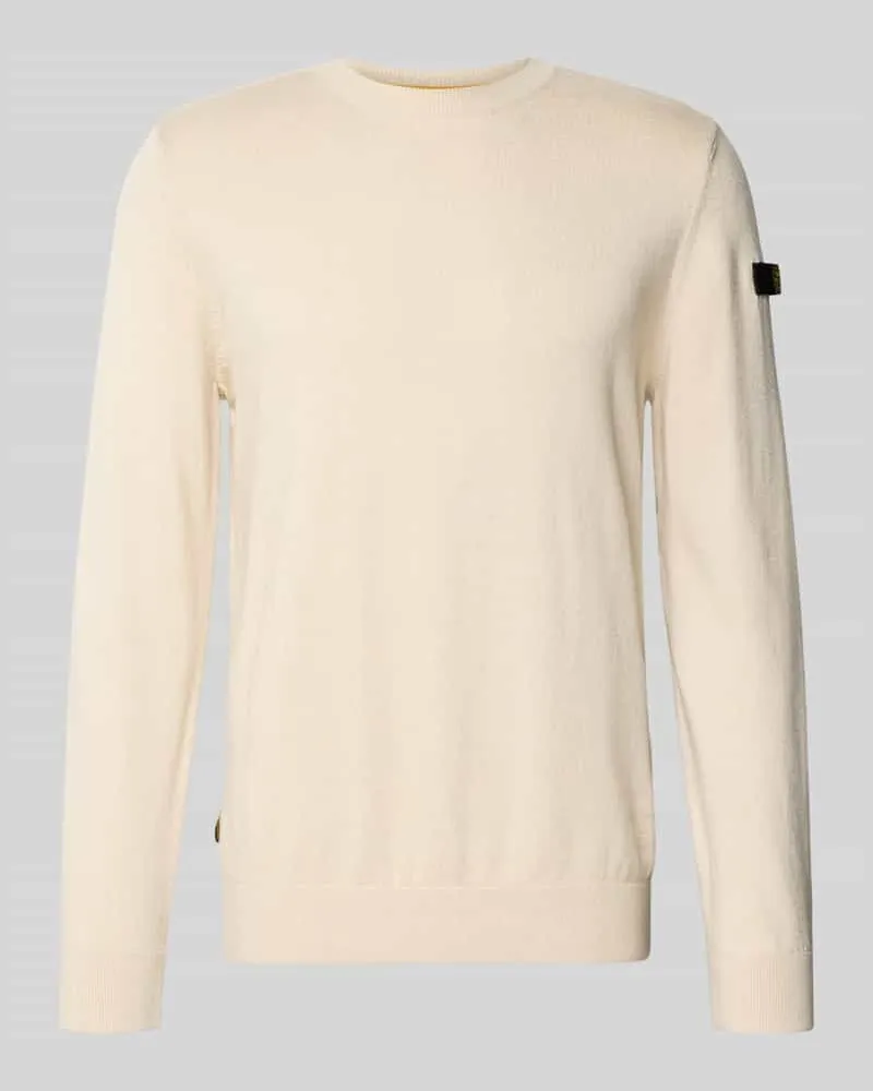 PME Legend Strickpullover mit gerippten Abschlüssen Offwhite