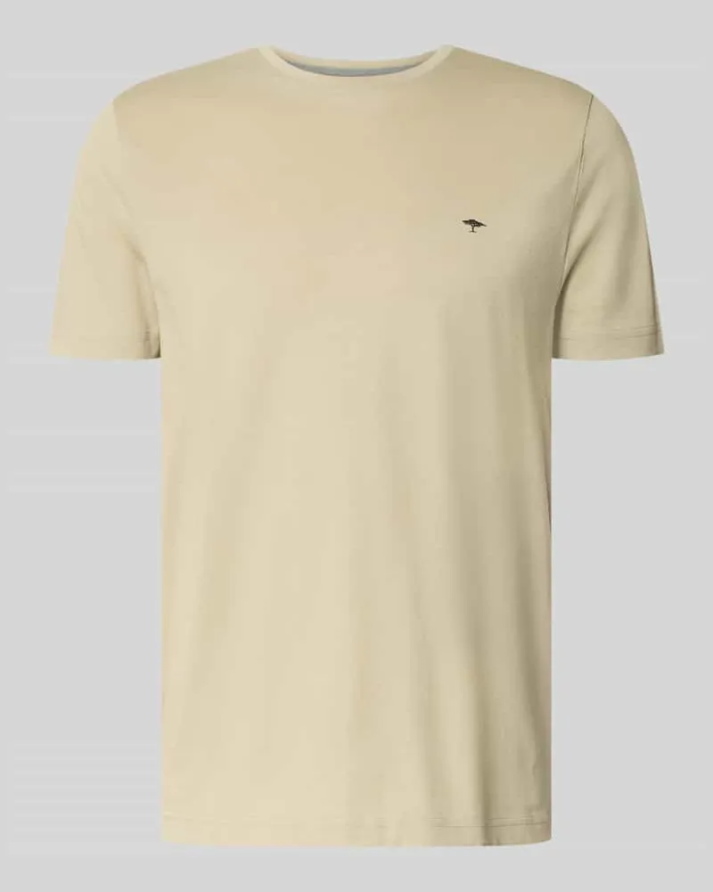 Fynch-Hatton T-Shirt mit Rundhalsausschnitt und Label-Stitching Beige