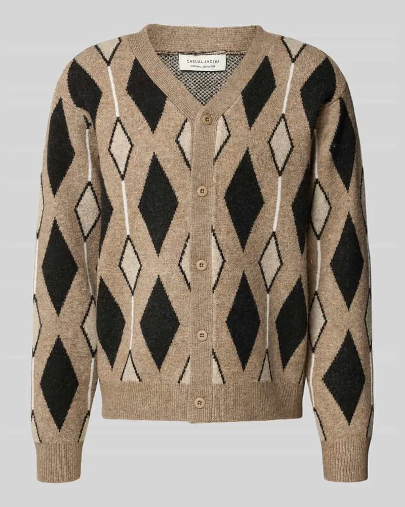 Casual Friday Cardigan im Allover-Look Modell 'ALFRED Beige