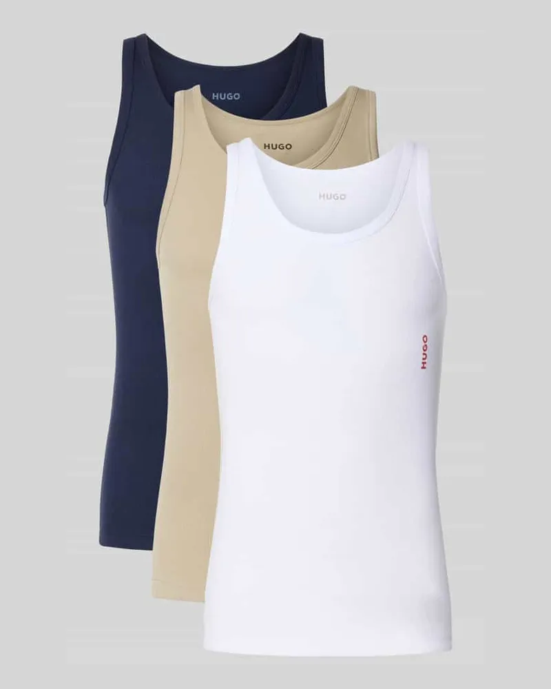 HUGO BOSS Slim Fit Tanktop aus reiner Baumwolle Modell 'TANK TOP TRIPL. PACK' im 3er-Pack Schilf