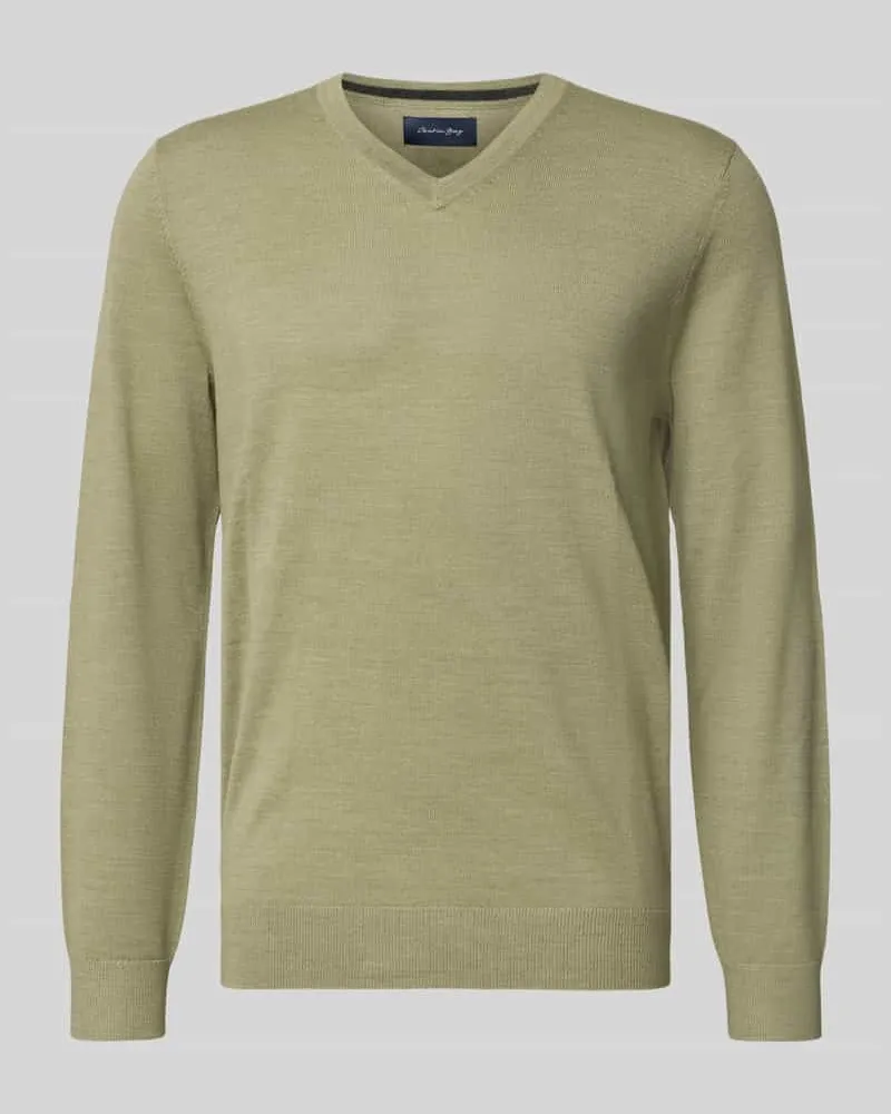 Christian Berg Strickpullover aus Woll-Mix mit V-Ausschnitt 
