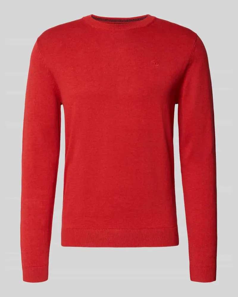 Tom Tailor Regular Fit Strickpullover aus reiner Baumwolle Rot