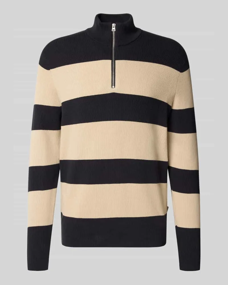Only & Sons Regular Fit Troyer aus Baumwoll-Mix Modell 'PHIL Dunkelblau