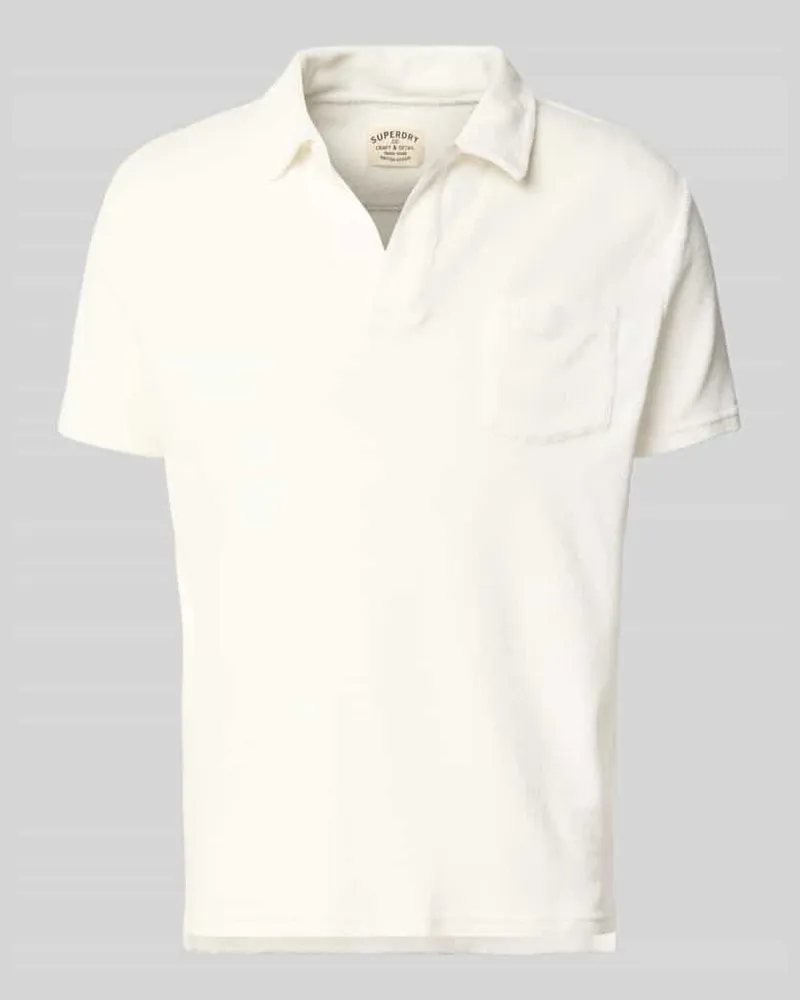Superdry. Slim Fit Poloshirt aus Frottee Offwhite