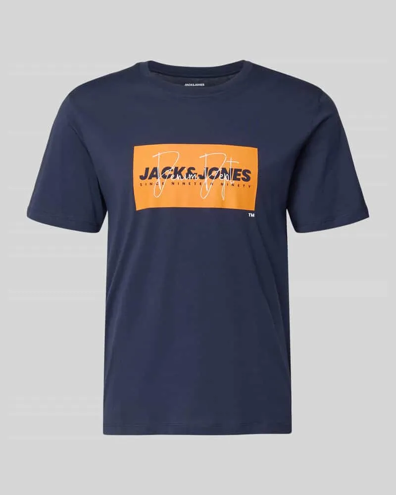 Jack & Jones Regular Fit T-Shirt aus reiner Baumwolle Modell 'COLE Marine