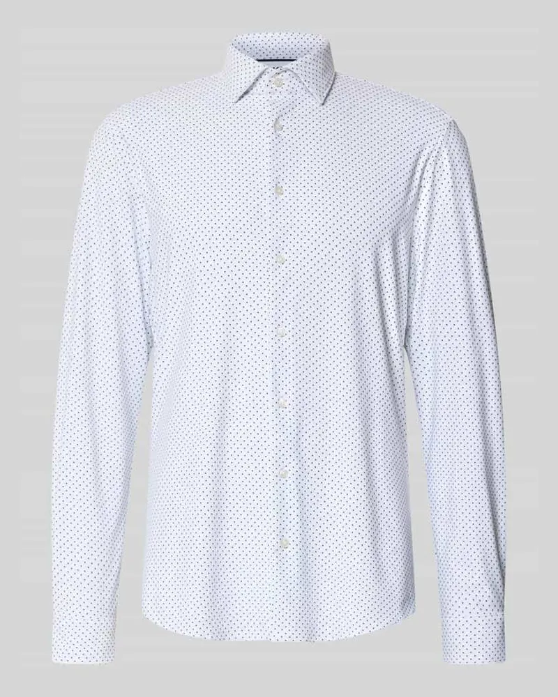 JAKE*S Slim Fit Business-Hemd mit Kentkragen Weiss