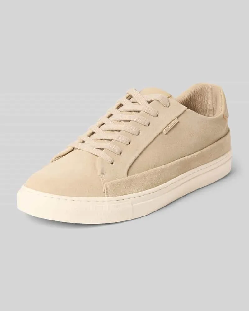 PS Poelman Sneaker aus Leder mit Label-Detail Sand