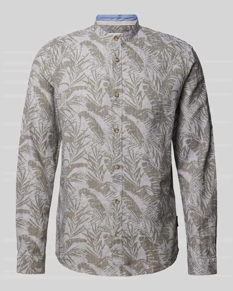 Tom Tailor Regular Fit Freizeithemd aus Leinen-Baumwoll-Mix Oliv