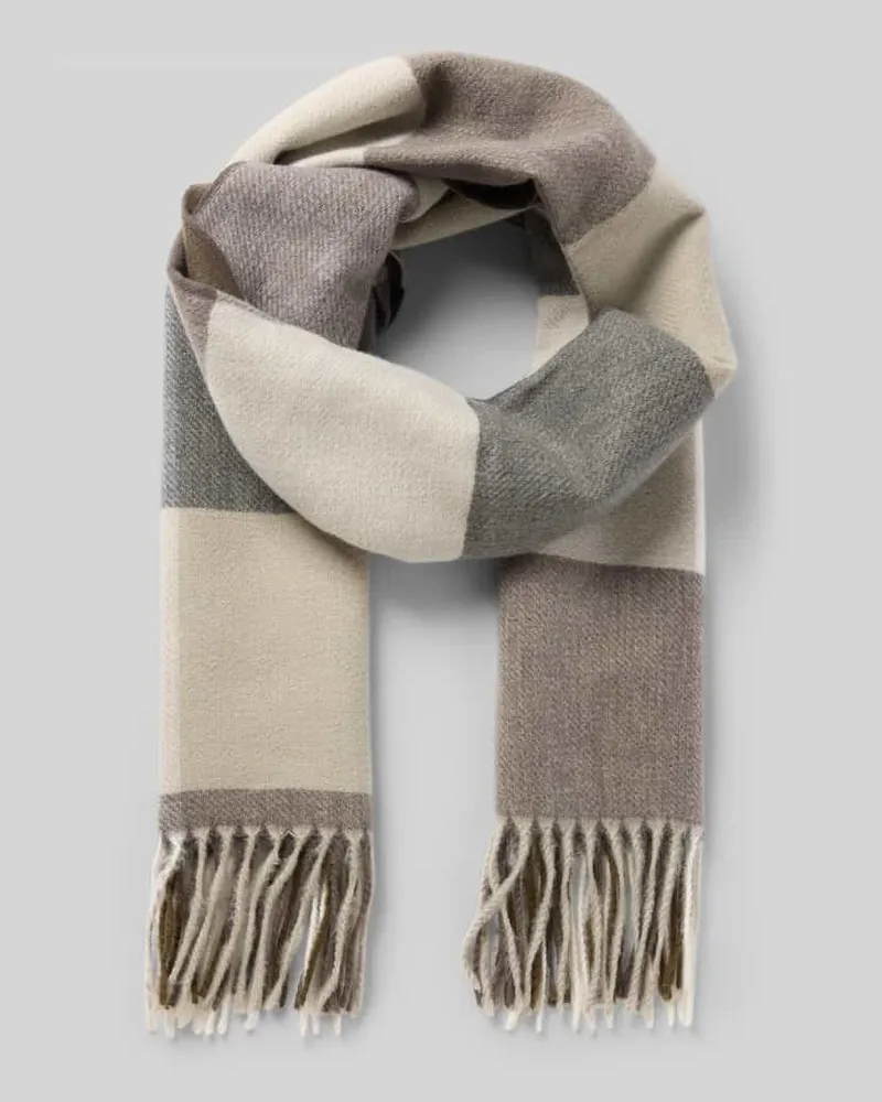McNeal Schal im Allover-Look mit Fransen Taupe