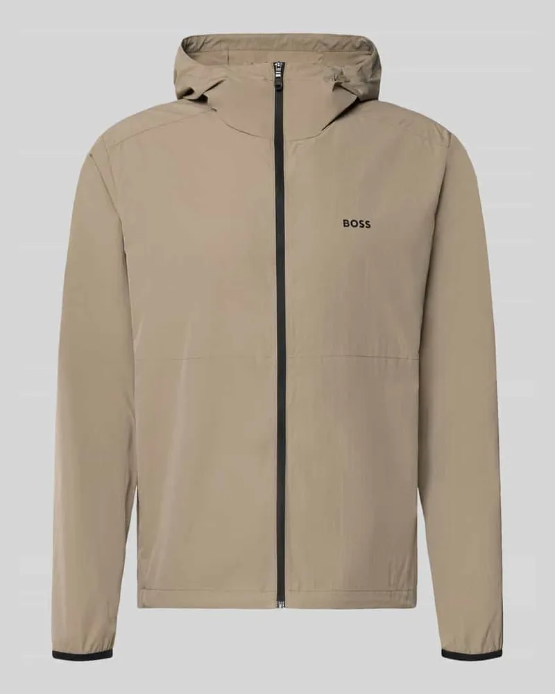 HUGO BOSS Regular Fit Trainingsjacke mit Label-Print Modell 'OW_Airynix JT HD 2 Beige