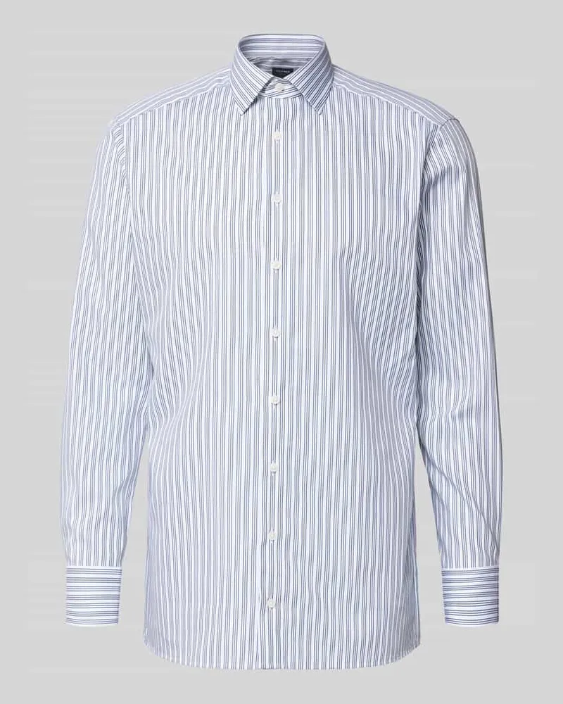 Olymp Regular Fit Businesshemd aus Baumwolle mit Kentkragen Marine