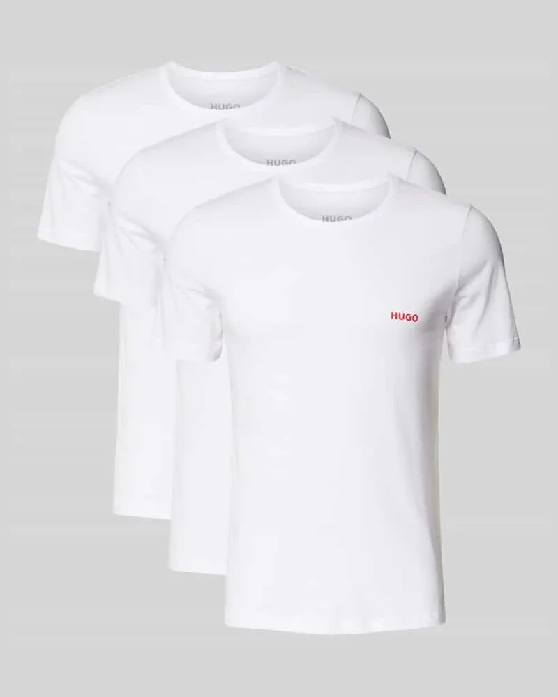 HUGO BOSS T-Shirt mit Label-Print im 3er-Pack Weiss