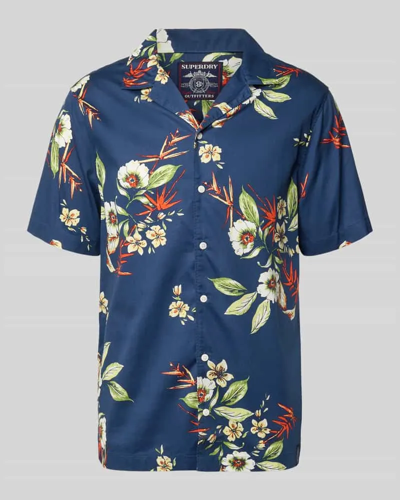 Superdry. Regular Fit Freizeithemd mit Reverskragen Marine