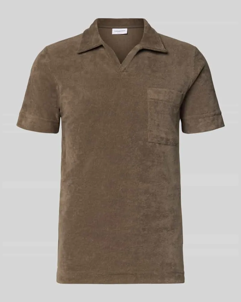 Lindbergh Relaxed Fit Poloshirt mit V-Ausschnitt Taupe