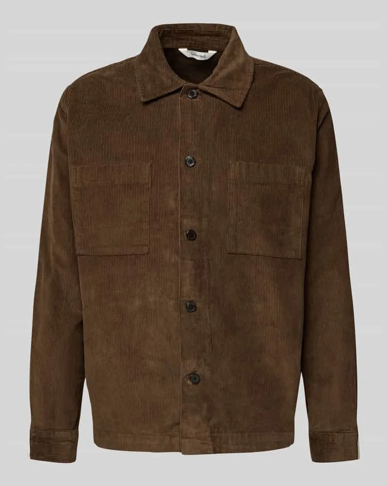 Selected Homme Regular Fit Hemdjacke aus reiner Baumwolle Modell 'REGTATE Dunkelbraun