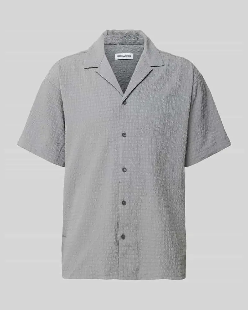 Jack & Jones Freizeithemd mit Knopfleiste Modell 'PABLO Hellgrau