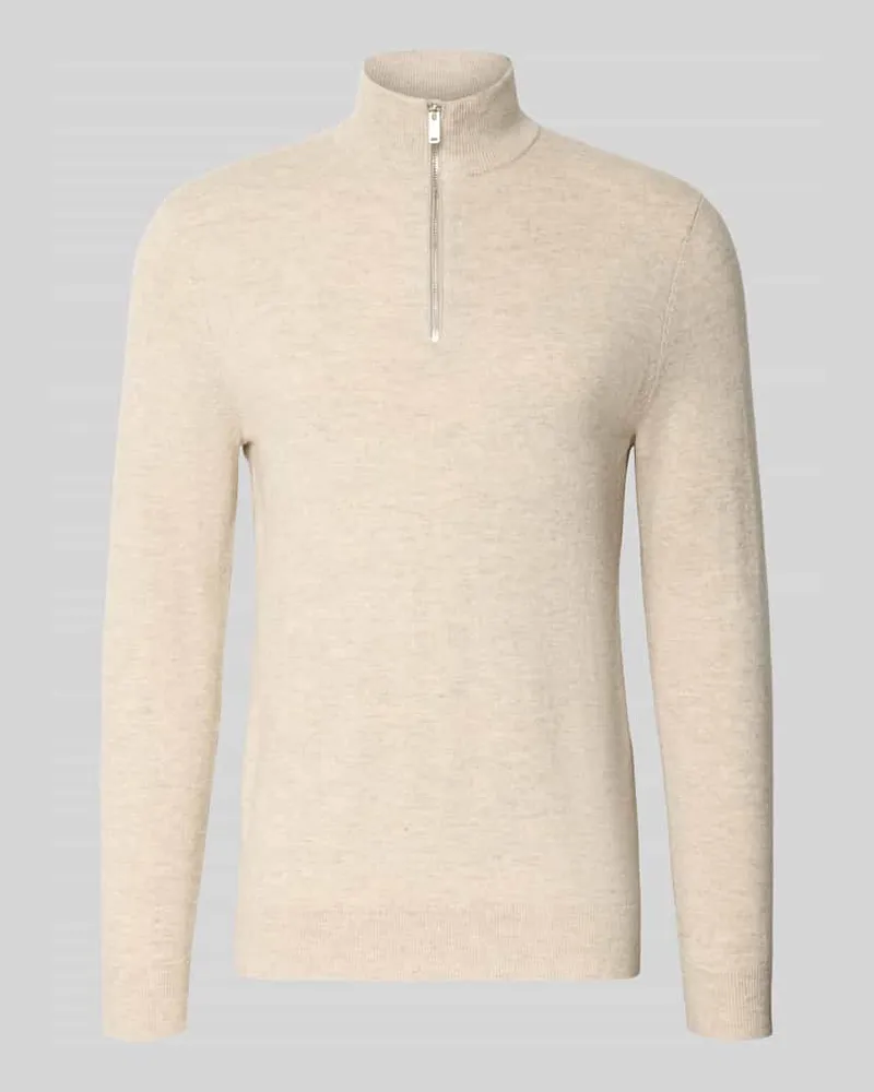 Profuomo Jacke aus Baumwoll-Mix in Strick-Optik Mittelbraun