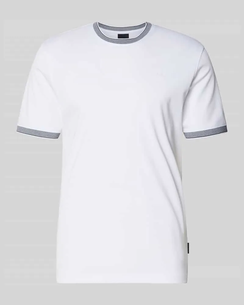 Bugatti T-Shirt mit Rundhalsausschnitt Weiss