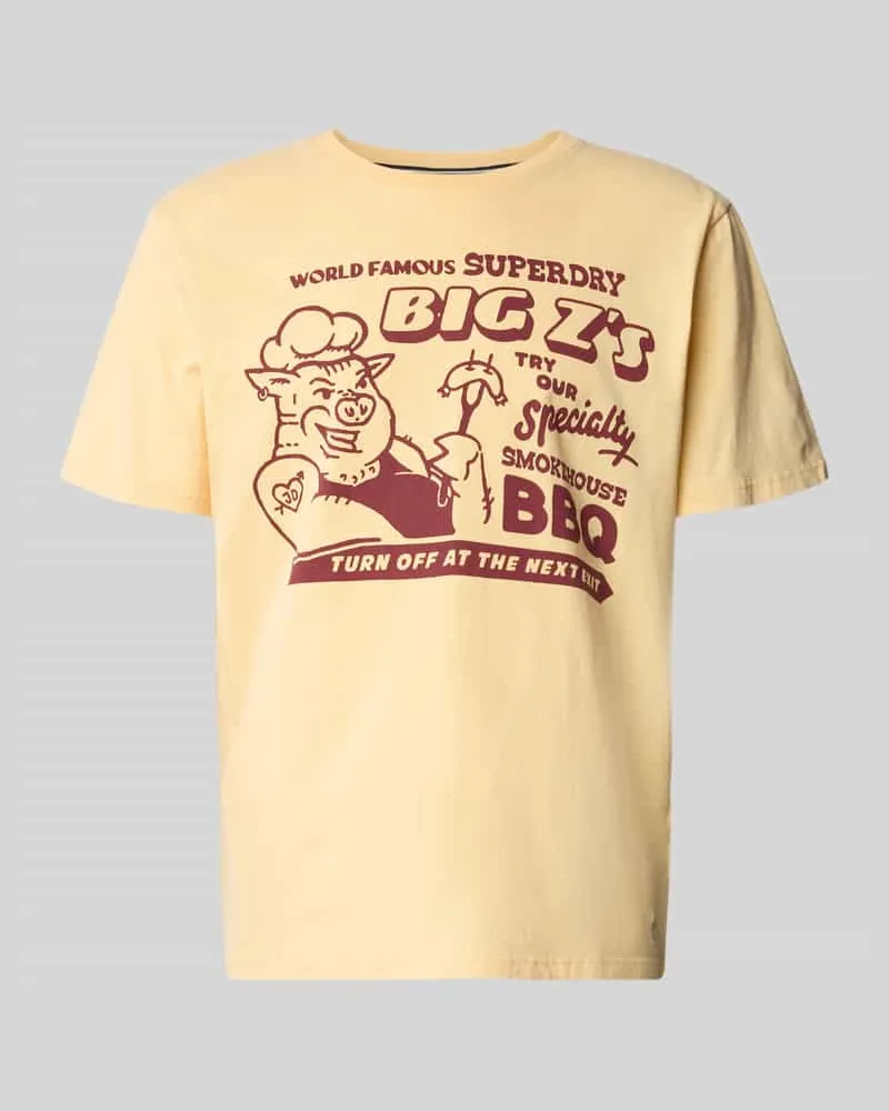 Superdry. Loose Fit T-Shirt mit Label-Print Modell 'Roadside Trade Gelb