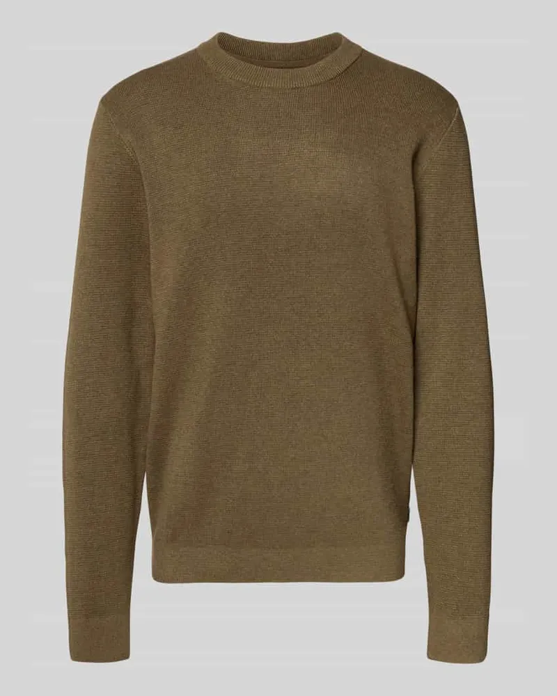 Jack & Jones Strickpullover mit Rundhalsausschnitt Modell 'MILANO Khaki
