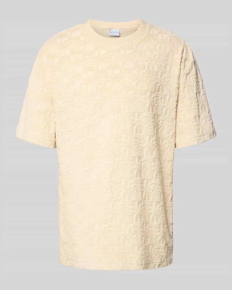 Karl Kani T-Shirt im Allover-Look mit Rundhalsausschnitt Sand