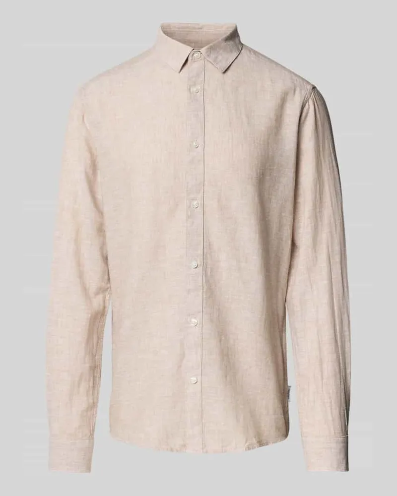 Only & Sons Slim Fit Leinenhemd mit Kentkragen Modell 'CAIDEN 