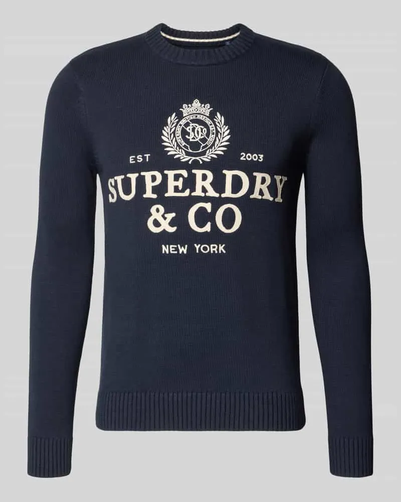 Superdry. Strickpullover mit Rundhalsausschnitt Marine