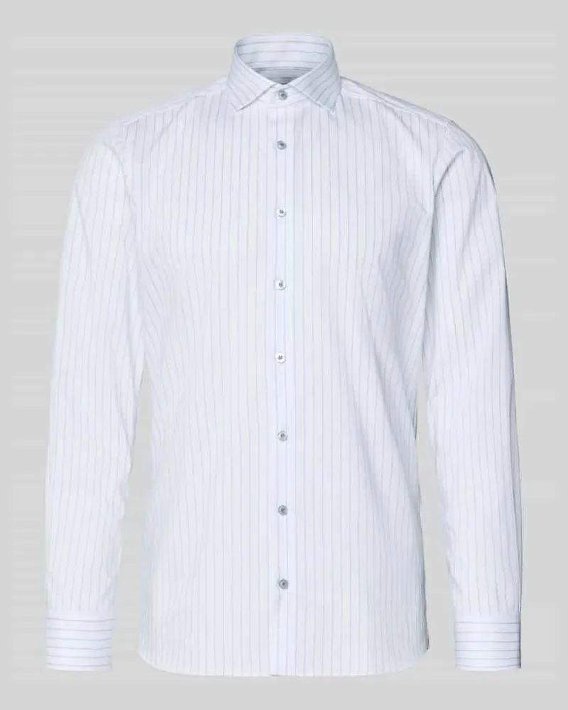 Olymp Slim Fit Businesshemd aus Baumwoll-Mix mit Kentkragen Bleu