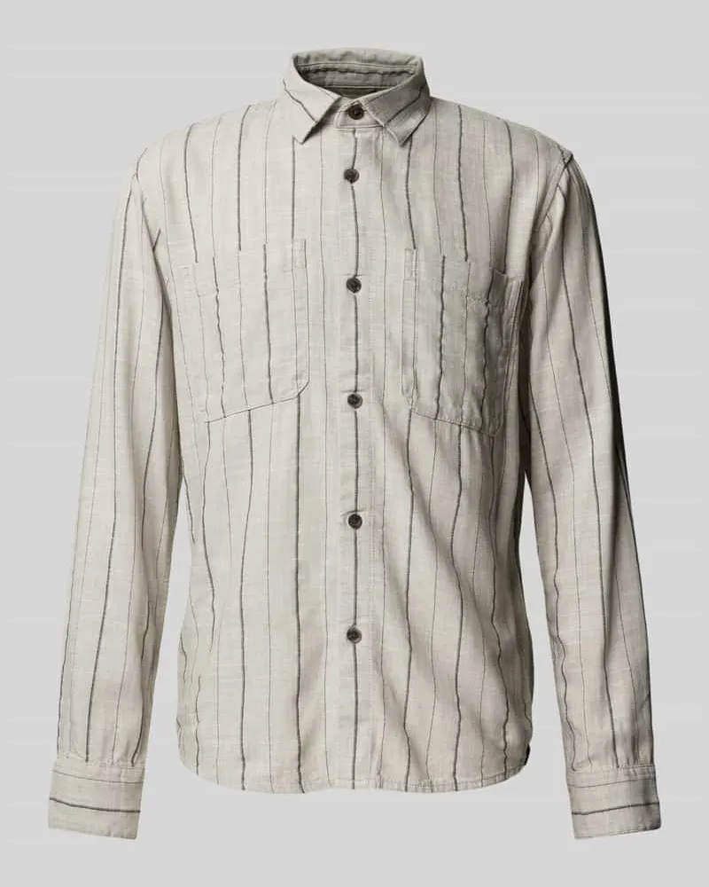 Tom Tailor Relaxed Fit Freizeithemd aus Viskose-Mix mit Leinen Beige