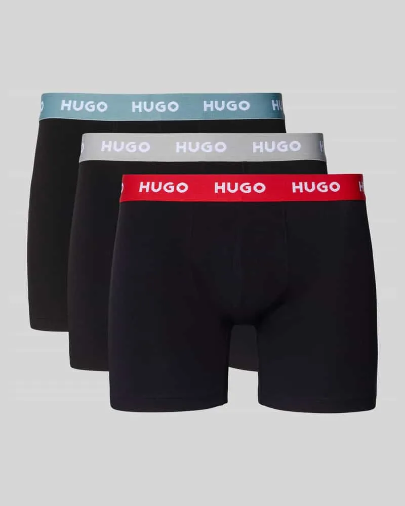 HUGO BOSS Skinny Fit Trunks aus Baumwoll-Mix im 3er-Pack Black