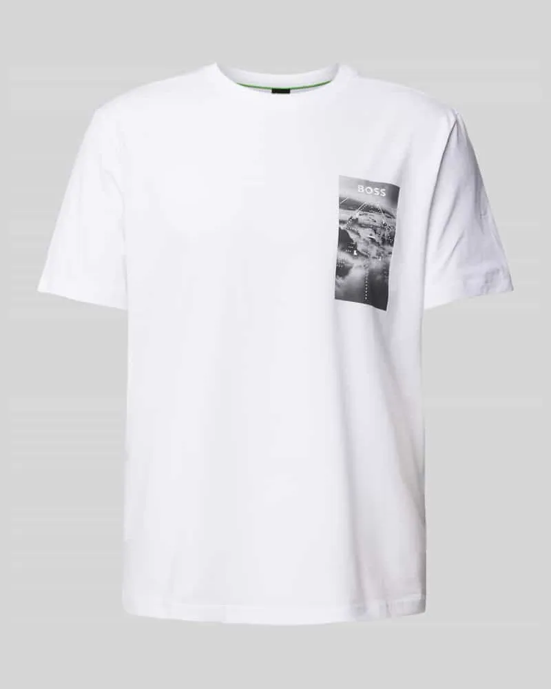HUGO BOSS T-Shirt mit Motiv-Print Weiss