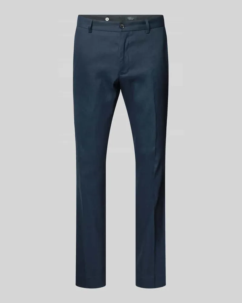 S.Oliver Regular Fit Anzughose aus Leinen-Mix Dunkelblau