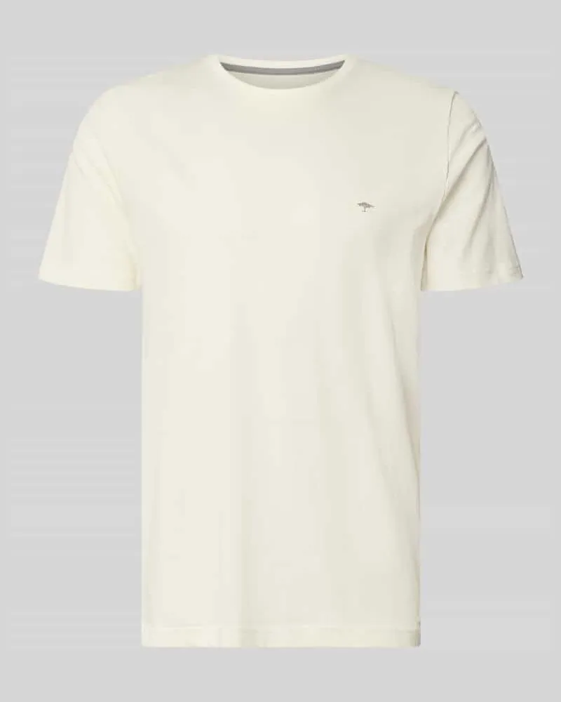 Fynch-Hatton T-Shirt mit Rundhalsausschnitt und Label-Stitching Offwhite