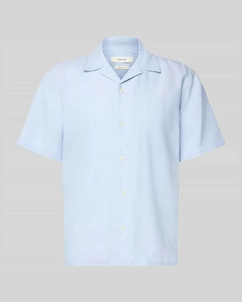 Selected Homme Relaxed Fit Freizeithemd aus Leinen-Baumwoll-Mix Modell 'RLXCLAY Hellblau