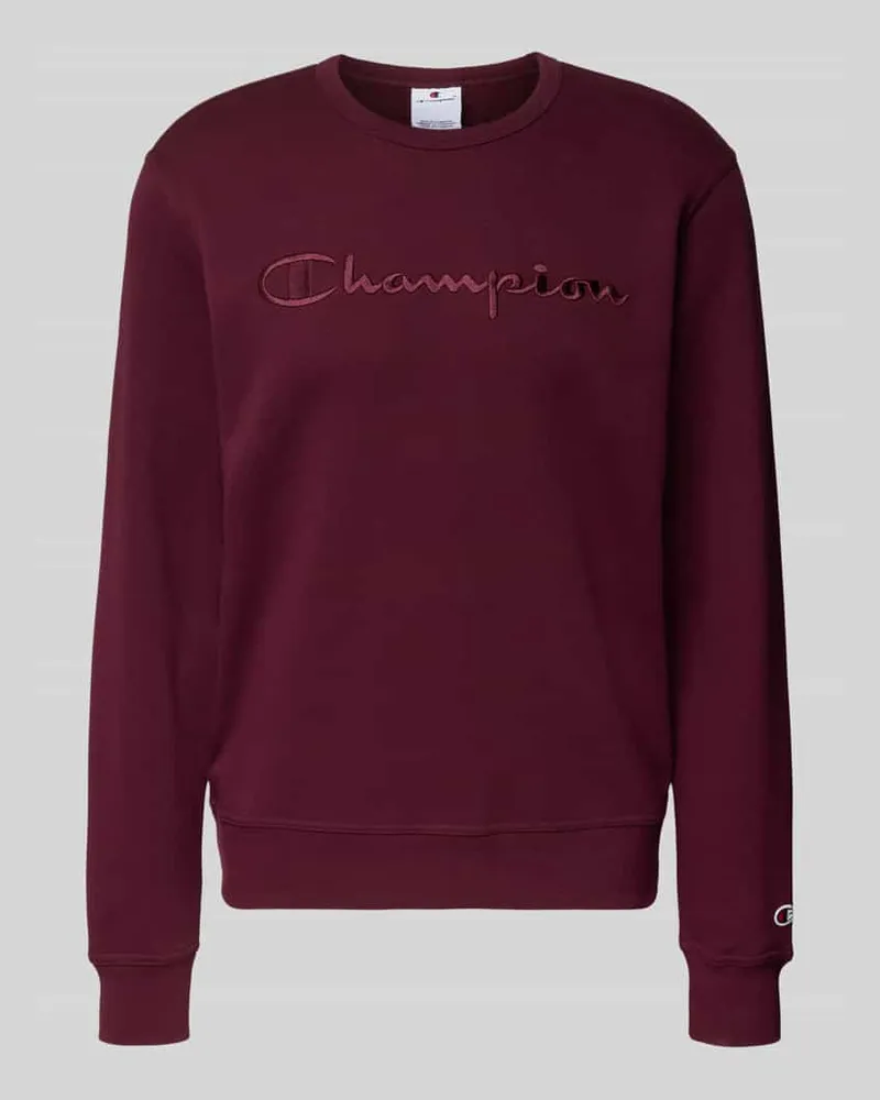 Champion Sweatshirt mit Label-Stitching und Rundhalsausschnitt Bordeaux