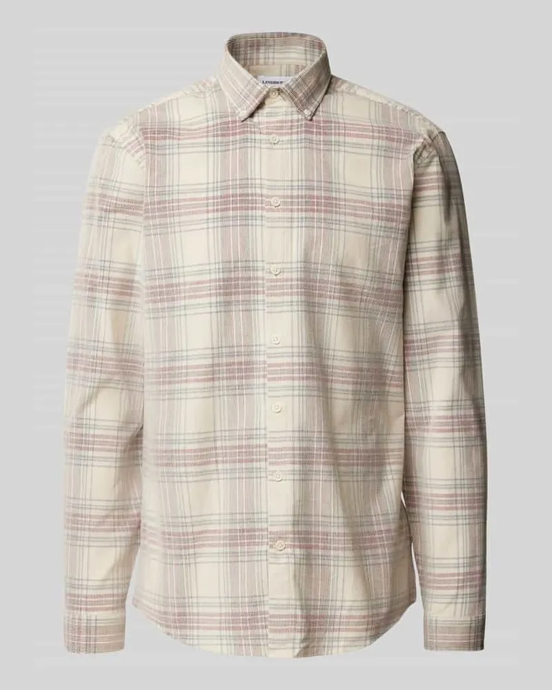 Lindbergh Freizeithemd mit Button-Down-Kragen Sand