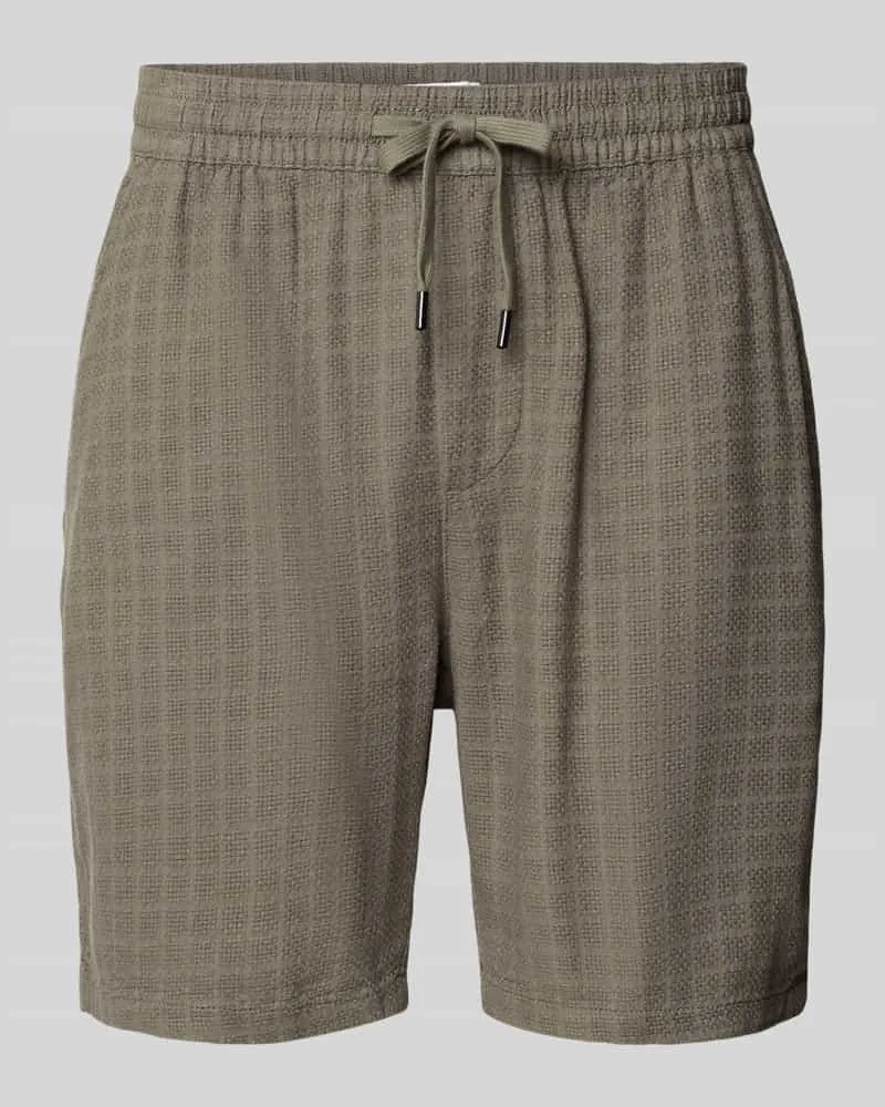 Only & Sons Regular Fit Shorts aus Viskose-Leinen-Mix Modell 'TEL LATHAM Oliv