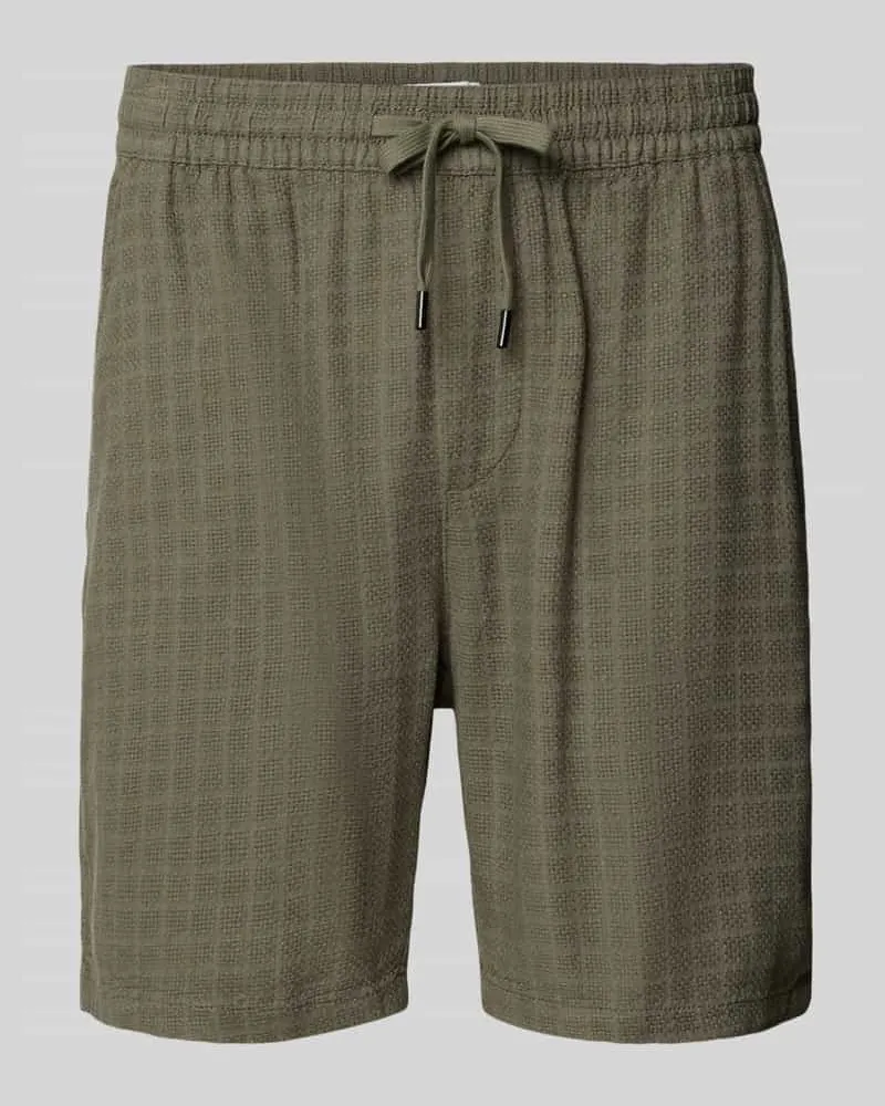 Only & Sons Regular Fit Shorts aus Viskose-Leinen-Mix Modell 'TEL LATHAM Oliv