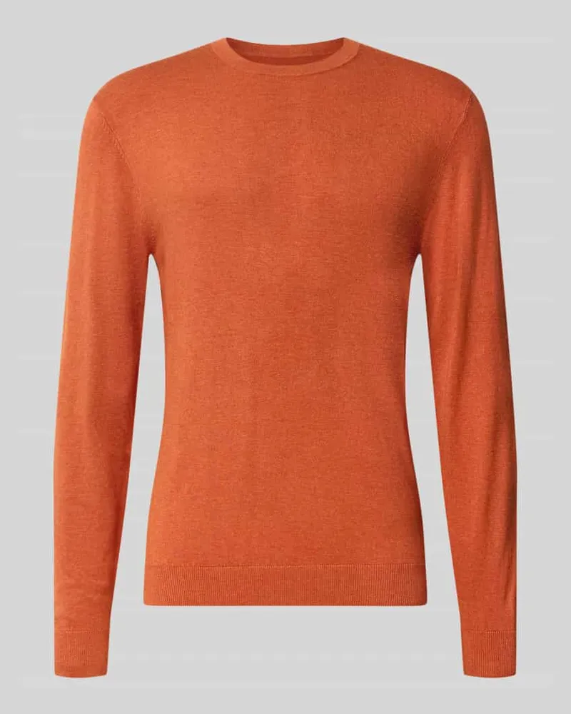 McNeal Strickpullover mit geripptem Rundhalsausschnitt Dunkelorange