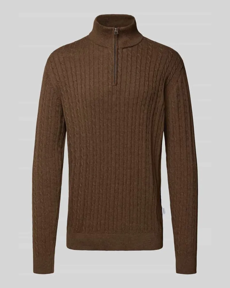Lindbergh Troyer mit Zopfmuster und Label-Detail 