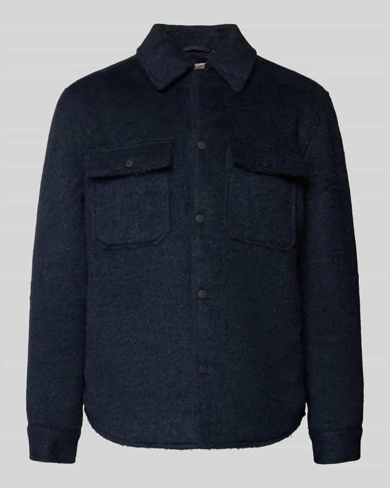 Only & Sons Regular Fit Hemdjacke aus gebürstetem Material Modell 'GIO Dunkelblau