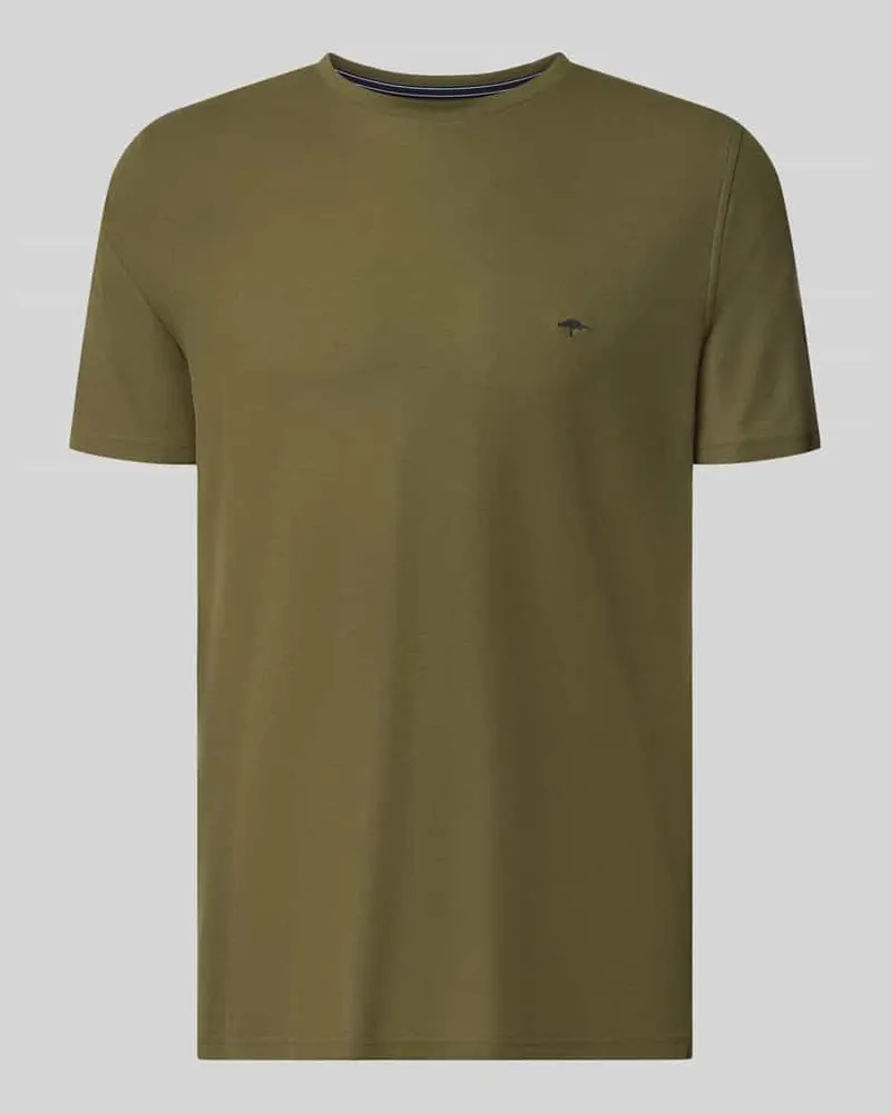 Fynch-Hatton Regular Fit T-Shirt mit Logo-Stitching Oliv