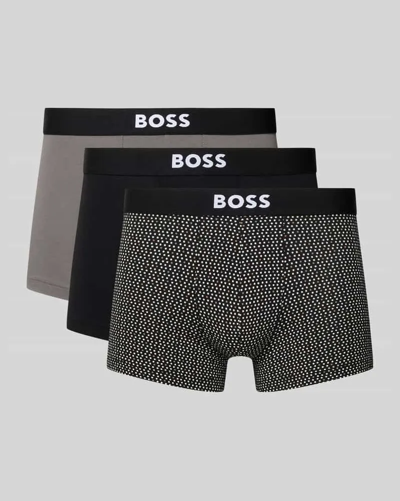 HUGO BOSS Trunks aus Bio-Baumwoll-Mix Modell 'TRUNK 3P ONE' im 3er-Pack Hellgrau