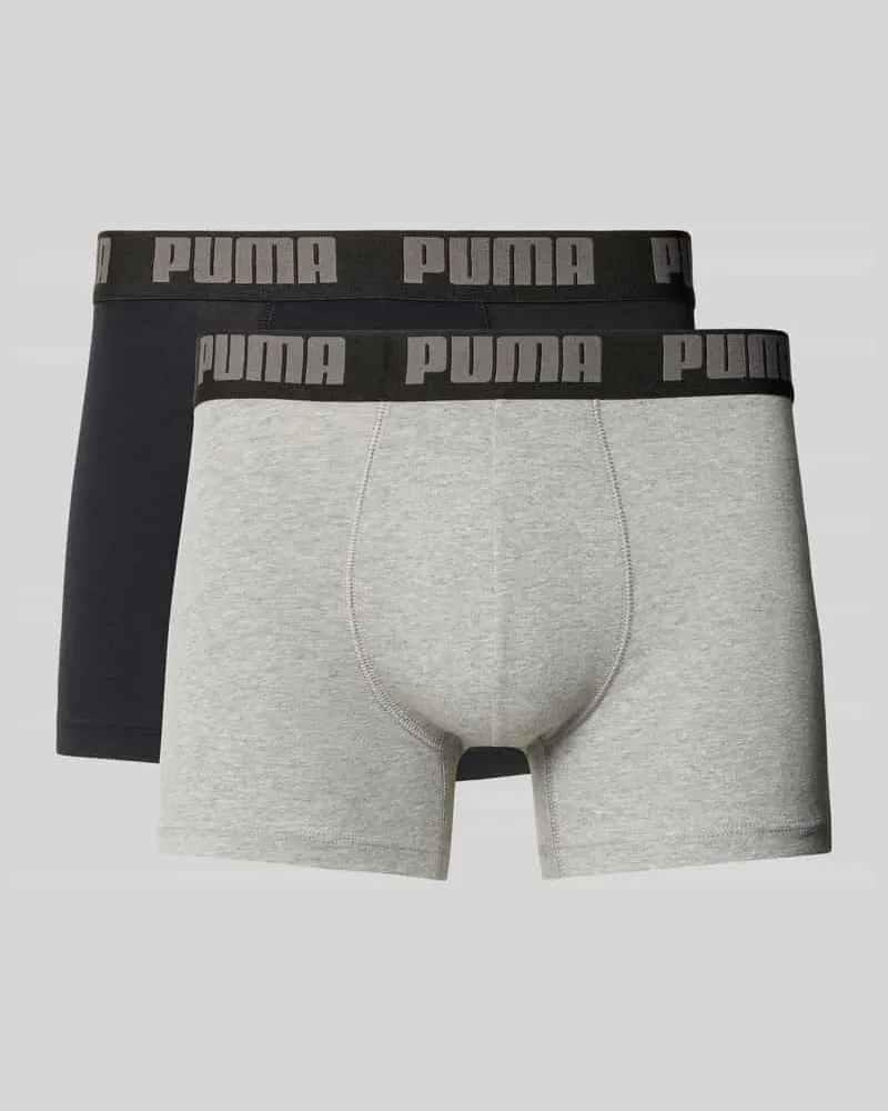 Puma Slim Fit Boxershorts aus Baumwoll-Mix im 2er-Pack Modell 'EVERDAY Hellgrau