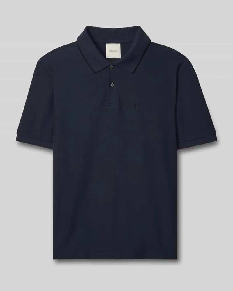 Calvin Klein Poloshirt mit Logo Stitching aus reiner Baumwolle Marine