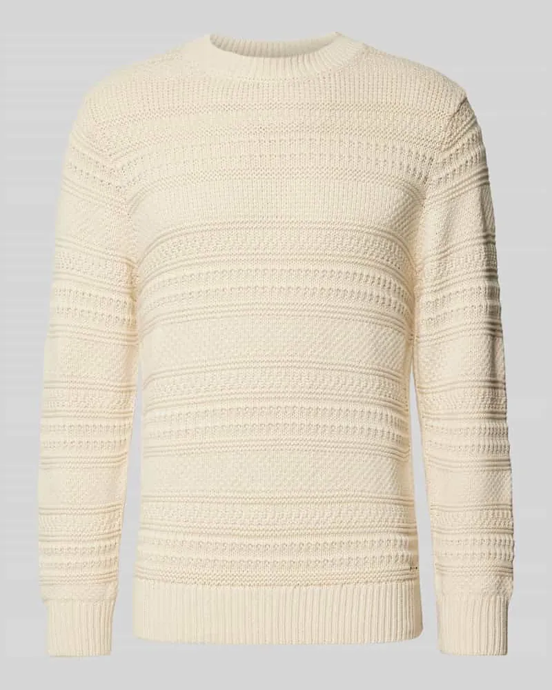 Ragman Strickpullover mit Rundhalsausschnitt Offwhite