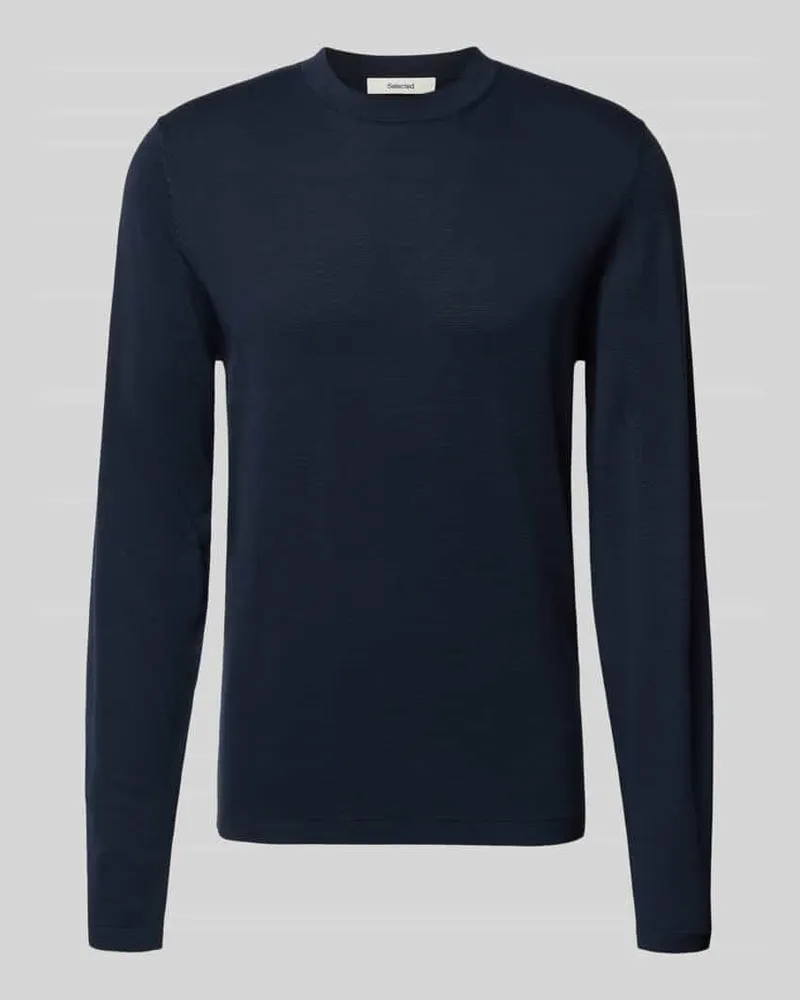 Selected Homme Regular Fit Strickpullover aus reiner Baumwolle 'RAVI Dunkelblau