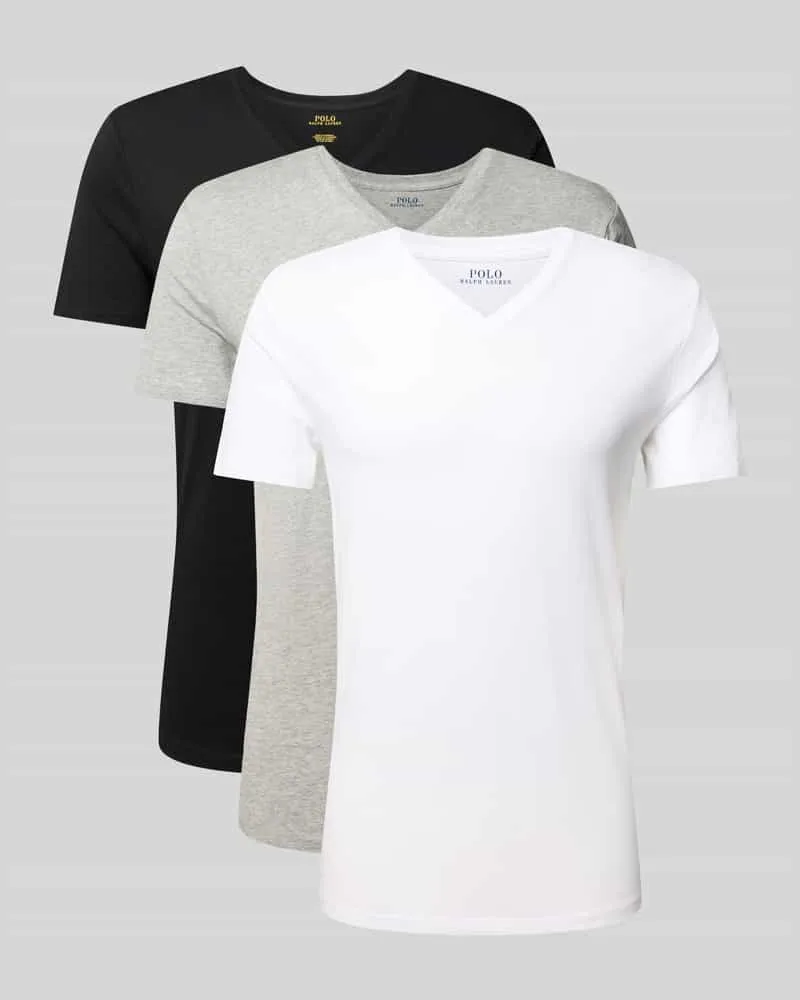 Ralph Lauren T-Shirt mit geripptem V-Ausschnitt im 3er-Pack 