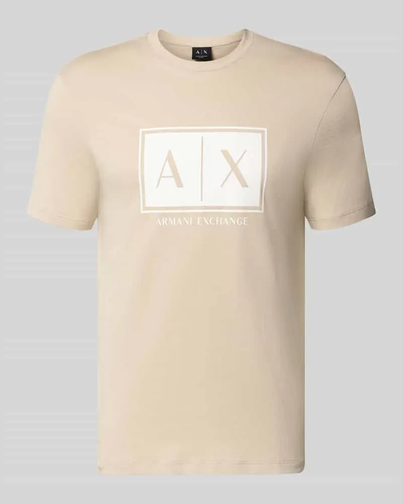 Armani Exchange T-Shirt mit Logo und Rundhalsausschnitt Sand